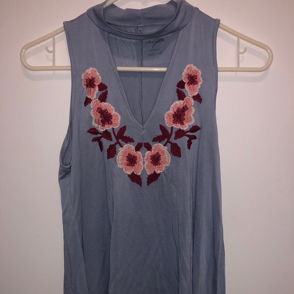 Blue/Floral Tank Top